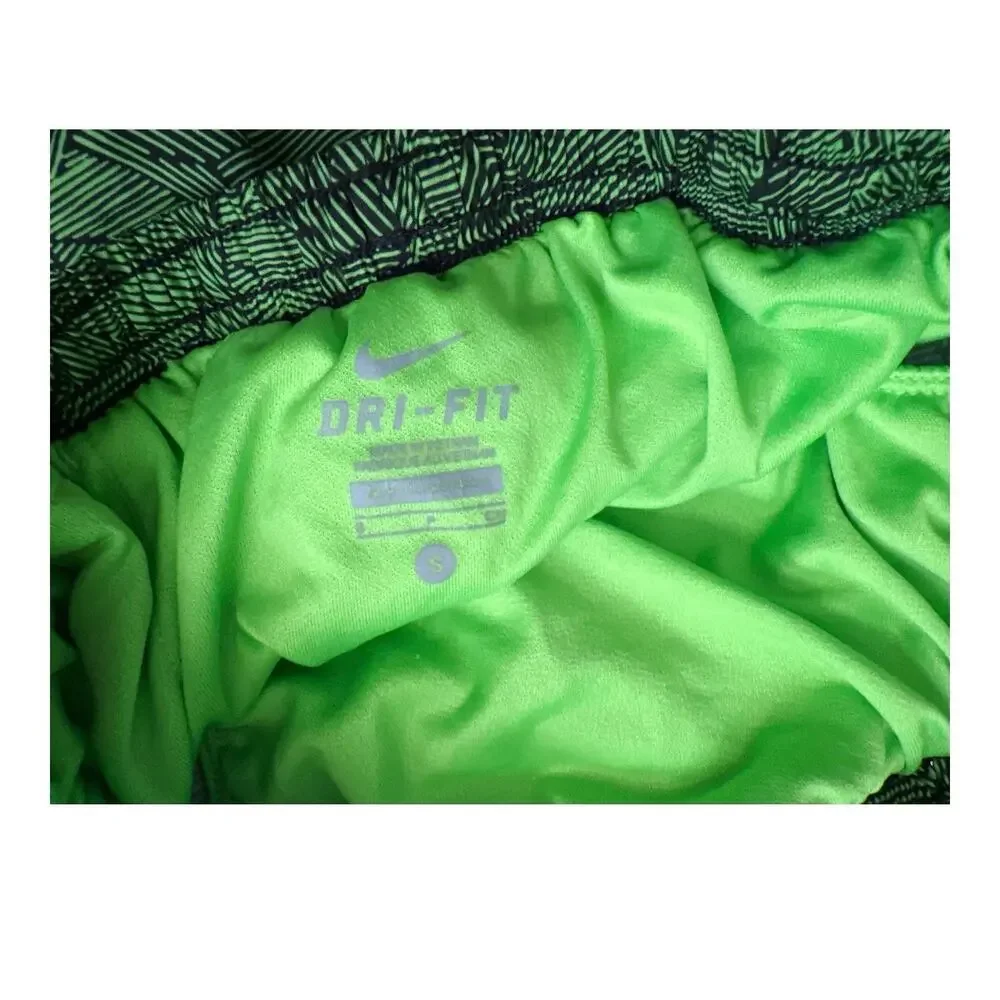Nike Dri-Fit Running Shorts Womens Small Green Black Geometric 3